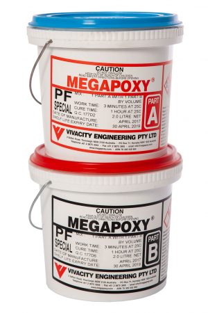 Image of Megapoxy PF professional grade two part epoxy adhesive, best product for for fitting stone in particular on vertical surfaces